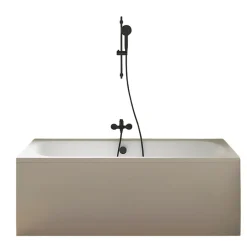 Jacob Delafon Pack baignoire droite 170 x 75 Elise + tablier niche + pommeau et mitigeur bain noir mat Aimé + vidage* Baignoire Droite