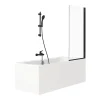 Jacob Delafon Pack baignoire droite 180 x 80 Elise + pack pommeau et mitigeur bain douche noir mat + pare bain noir mat + vidage* Baignoire Droite