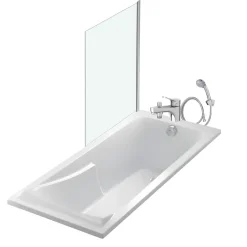 Jacob Delafon Pack baignoire droite 170 x 70 Corvette + mitigeur bain douche & ensemble de douche + pare bain + bonde* Baignoire Droite