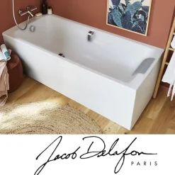 Jacob Delafon Pack baignoire droite 180 X 80 Odéon Up + pare bain 2 volets noir mat
