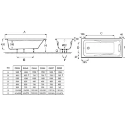 Jacob Delafon Pack baignoire droite Odéon Up + pare bain 1 volet + tablier + vidage