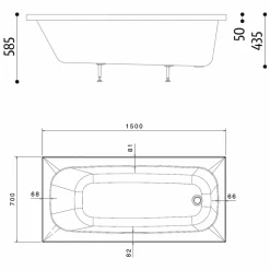 Sanitaire Pack Baignoire POP 150x70 avec tablier façade et retour