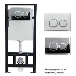 Bernstein Pack Bâti-support + Toilettes Japonais céramique, WC lavant + télécommande - 38,4x59,3x38cm - PRO+ 1102- Plaque verre noir