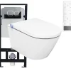 Bernstein Pack Bâti-support + Toilettes Japonais céramique, WC lavant + télécommande - 38,4x59,3x38cm - PRO+ 1102 - Plaque 4111 noir mat