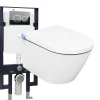 Bernstein Pack Bâti-support G3008 + Toilettes Japonais céramique, WC lavant japonais - 38,4x59,3x38cm - Basic 1102 - Plaque 4111 Blanc mat* Wc Japonais