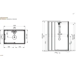 Leda Pack cabine de douche 120 x 90 cm Karamineral 2 porte coulissante + receveur de douche antidérapant* Cabine De Douche