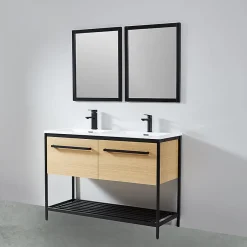 Stano Pack de 2 miroirs rectangulaires NEO 56x70cm avec cadre noir mat* Miroir Simple