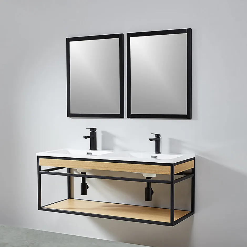 Stano Pack de 2 miroirs rectangulaires NEO 56x70cm avec cadre noir mat* Miroir Simple