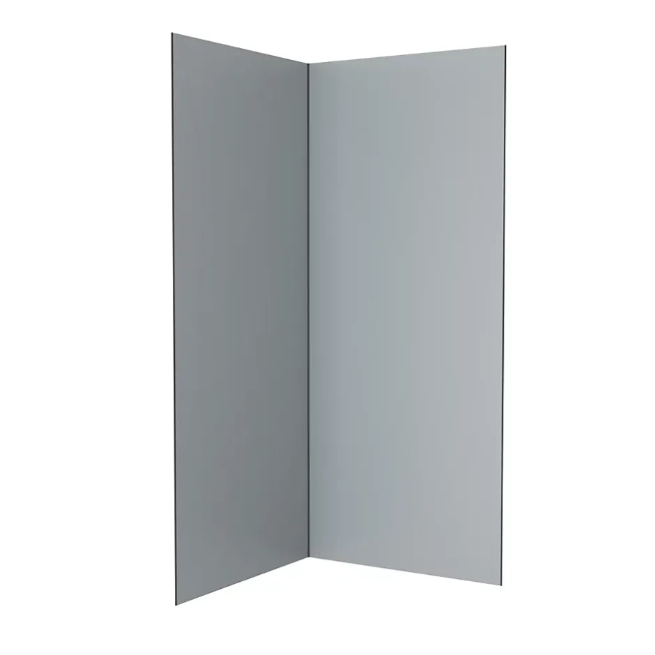 Galedo Pack de 2 panneaux muraux de salle de bains, gris avec profilés noirs, l.90+90 x H.210 x P.0,3 cm, Alucolors* Panneau Mural De Salle De Bains