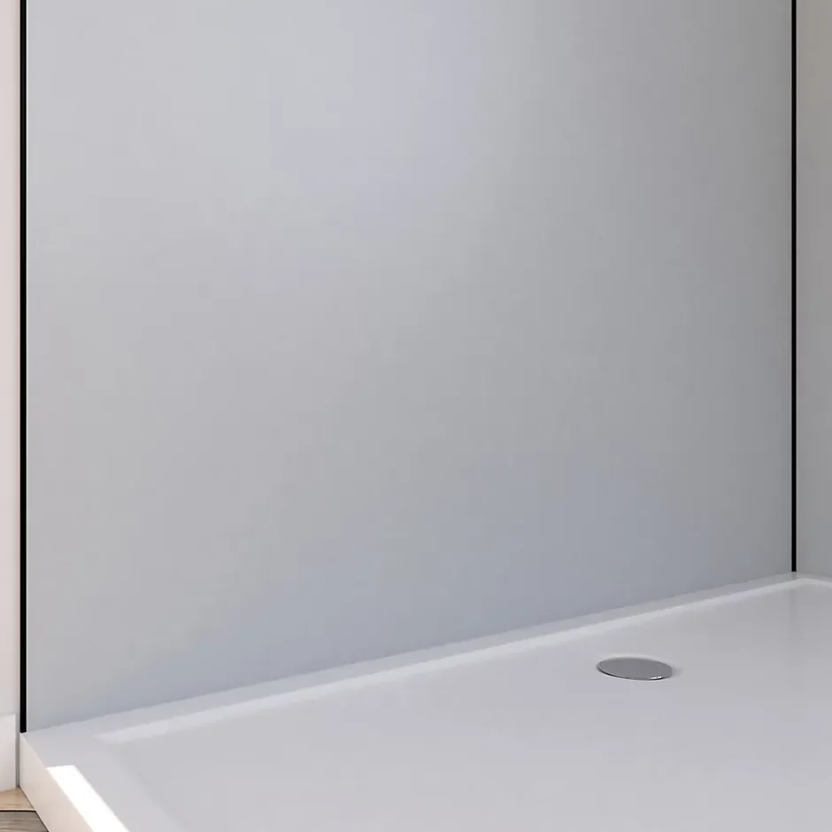 Galedo Pack de 2 panneaux muraux de salle de bains, gris avec profilés noirs, l.120+90 x H.210 x P.0,3 cm, Alucolors* Panneau Mural De Salle De Bains