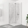Galedo Pack de 2 panneaux muraux de salle de bains, blanc effet marbre avec profilés noirs, l.90+90 x H.210 x P.0,3 cm, Homestone