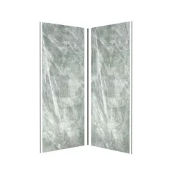 Galedo Pack de 2 panneaux muraux de salle de bains, vert effet pierre avec profilés noirs, l.90+90 x H.210 x P.0,3 cm, Homestone* Panneau Mural De Salle De Bains