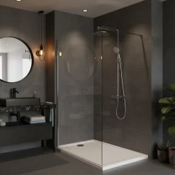 Swiss Aqua Technologies Pack Douche Complet : Paroi Walk-In 120x200 Chrome + Colonne SAT 3 Jets + Receveur Marbre Coulé Blanc 120x80 (SAT120C7PR128W)* Receveur De Douche