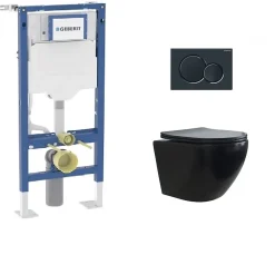 Geberit Pack UP320 + Cuvette sans bride KELOS Noir Flush Mat + Plaque Sigma Noir