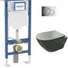 Geberit Pack UP320 + Cuvette sans bride KELOS Flush Gris Foncé + Plaque Sigma Chromé Brillant* Wc Suspendu