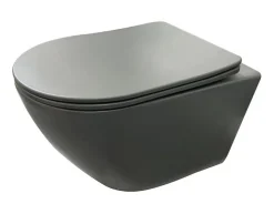 Geberit Pack UP320 + Cuvette sans bride KELOS Flush Gris Foncé + Plaque Sigma Chromé Brillant* Wc Suspendu
