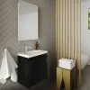 Planète Bain Pack lave mains avec miroir Porto Noir brillant - Marque allibert* Lave-Mains