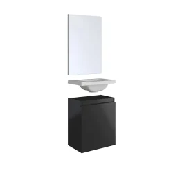 Planète Bain Pack lave mains avec miroir Porto Noir brillant - Marque allibert* Lave-Mains