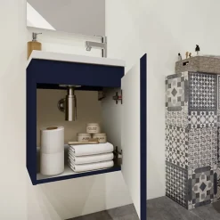 Planète Bain Pack lave mains avec miroir Porto Bleu nuit - Marque allibert* Lave-Mains