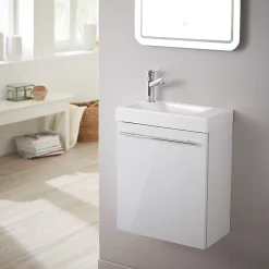 Planète Bain Pack lave-mains Blanc brillant - Robinetterie Eau froide à gauche - L.42.5 X H.52.5 cm - Hamac 2