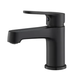 Bain-Bain Pack Meuble Lave-main prémonté bois-Vasque blanche-Robinet noir -* Lave-Mains