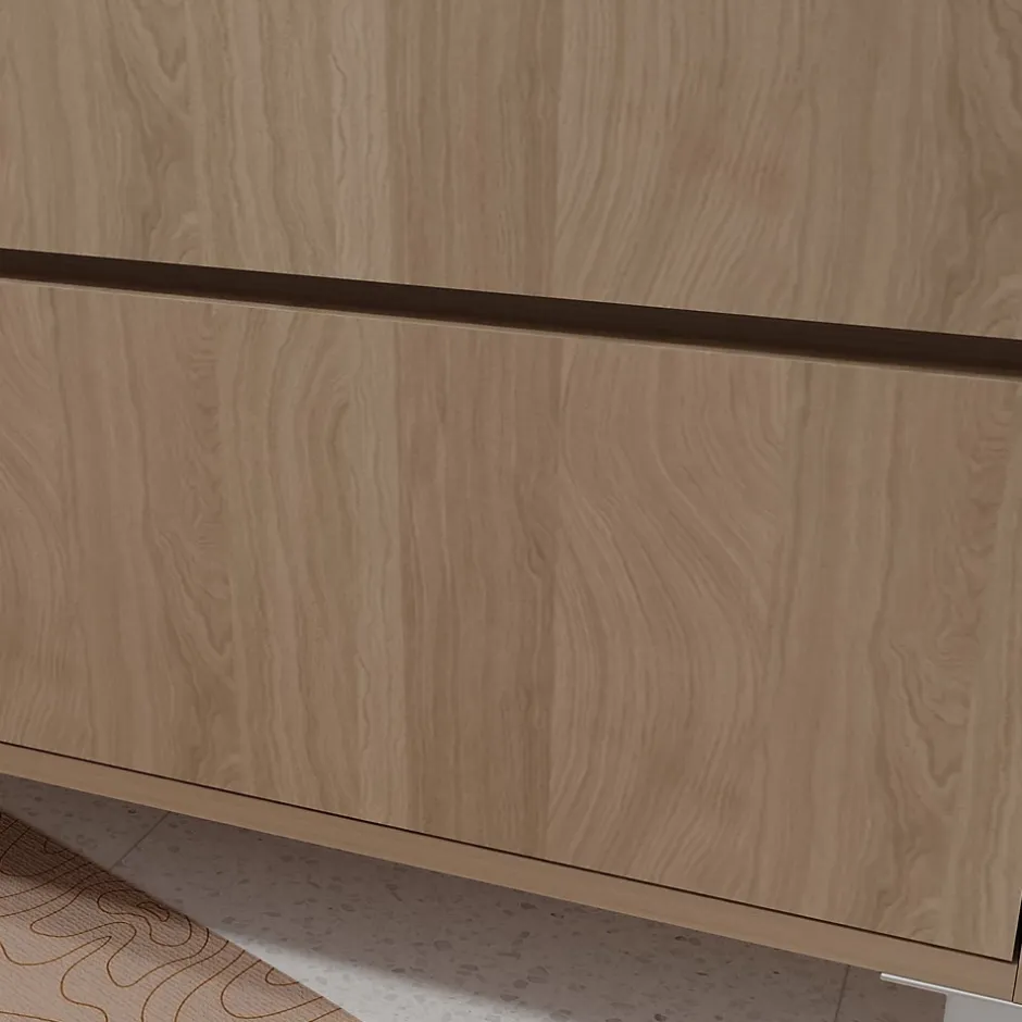 Aurlane Pack Meuble Salle de Bains 80 cm Chêne Clair, 3 tiroirs avec Vasque Céramique - XENOS* Meuble Vasque