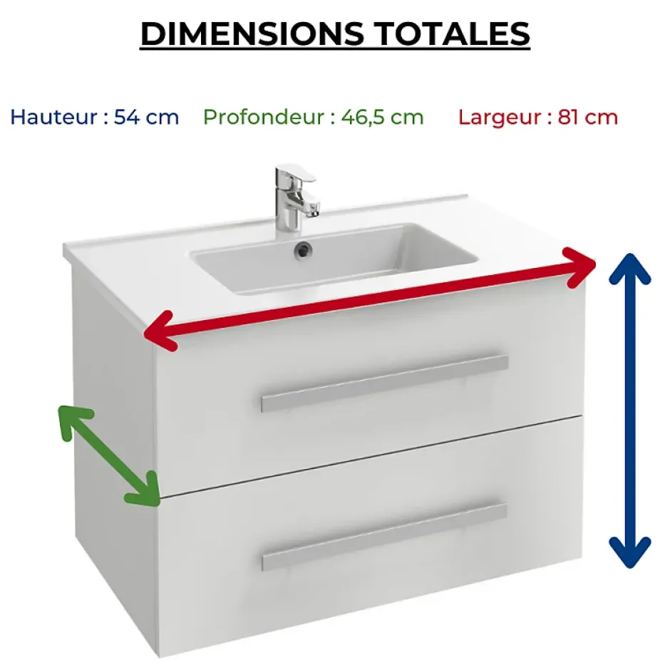Jacob Delafon Pack meuble vasque 80 cm Ola up blanc + colonne
