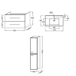 Jacob Delafon Pack meuble vasque 80 cm Ola up blanc + colonne