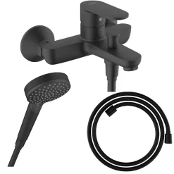 Hansgrohe Pack mitigeur bain douche Vernis Blend + Flexible Designflex + Pommeau Vernis Blend 100 Vario noir mat