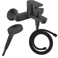 Hansgrohe Pack mitigeur bain douche Vernis Blend + Flexible Isiflex + Pommeau Vernis Blend 100 Vario noir mat* Robinet De Baignoire