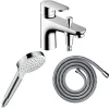 Hansgrohe Pack mitigeur bain douche monotrou Vernis Blend + Flexible Metaflex + Pommeau Crometta blanc/chromé* Robinet De Baignoire