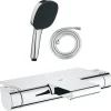 Grohe Pack mitigeur bain thermostatique Grohtherm 2000 + Douchette 2 jets Vitalio Comfort 110 + Flexible