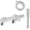 Grohe Pack mitigeur thermostatique Grohtherm 800 avec colonnettes + Douchette 1 jet Vitalio Get Stick + Flexible 1750 mm* Robinet De Baignoire