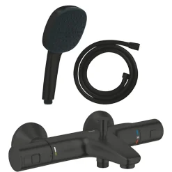 Grohe Pack mitigeur Thermostatique bain douche Precision Start + Douchette 2 jets Vitalio Comfort 110 et flexible