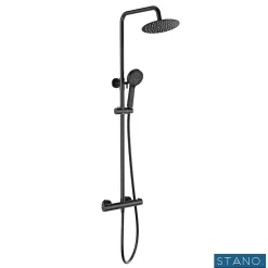 Stano Pack Receveur de douche 90 x 140 cm extra plat noir + Colonne de douche thermostatique* Receveur De Douche