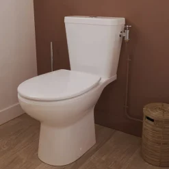 GoodHome Pack WC à poser sans bord avec abattant déclipsable et frein de chute, sortie horizontale, NF, Tasi