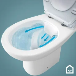 GoodHome Pack WC à poser sans bord avec abattant déclipsable et frein de chute, sortie horizontale, NF, Tasi