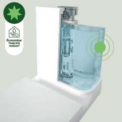 GoodHome Pack WC à poser sans bride vortex avec lave-mains intégré, abattant déclipsable et frein de chute, sortie horizontale, Cavally
