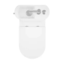 GoodHome Pack WC à poser sans bride vortex avec lave-mains intégré, abattant déclipsable et frein de chute, sortie horizontale, Cavally