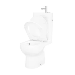 GoodHome Pack WC à poser sans bride vortex avec lave-mains intégré, abattant déclipsable et frein de chute, sortie horizontale, Cavally