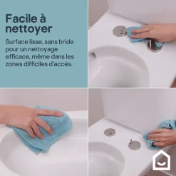 GoodHome Pack WC à poser sans bride vortex avec lave-mains intégré, abattant déclipsable et frein de chute, sortie horizontale, Cavally