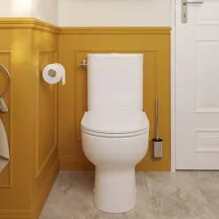 GoodHome Pack WC à poser sans bride vortex avec abattant déclipsable et frein de chute, sortie verticale, Cavally* Wc À Poser