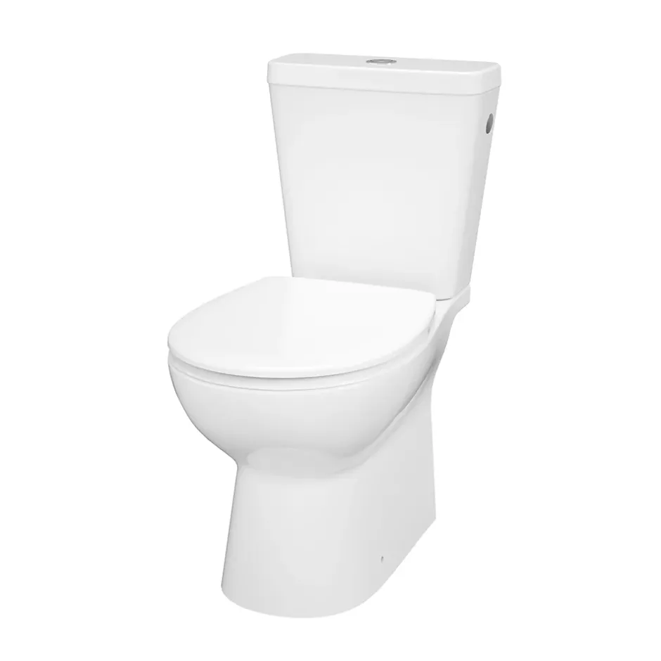 GoodHome Pack WC à poser sans bride avec abattant déclipsable et frein de chute, sortie verticale, NF, Tasi
