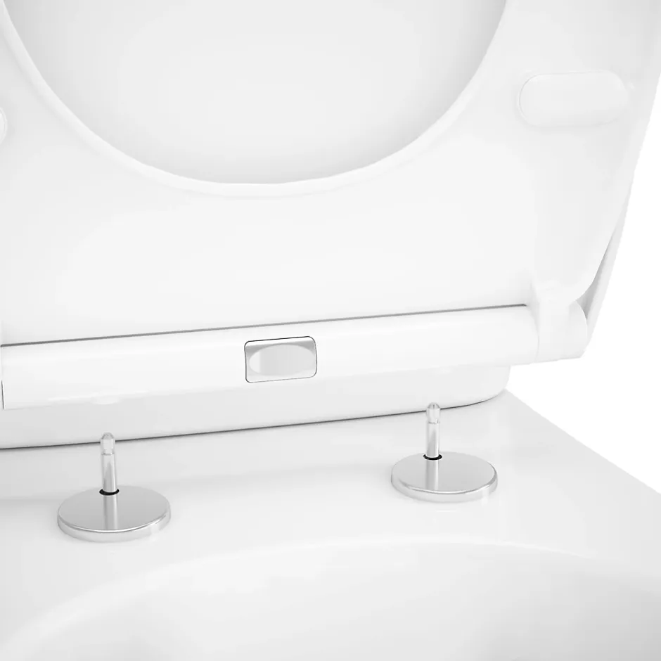 GoodHome Pack WC à poser sans bride avec abattant déclipsable et frein de chute, sortie verticale, NF, Tasi