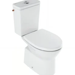 Sanindusa Pack WC au sol céramique traditionnelle Easy évacuation par dessous alim. chasse d'eau par le côté blanc