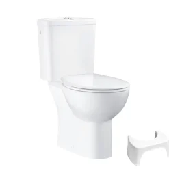 Grohe PACK WC avec bride à poser Bau Ceramic + Tabouret physiologique plastique Blanc