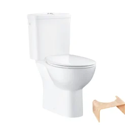 Grohe PACK WC avec bride à poser Bau Ceramic + Tabouret physiologique Bois