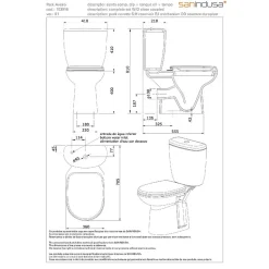Sanindusa Pack WC Aveiro évacuation arrière alimentation chasse d'eau par dessous blanc