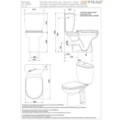 Sanindusa Pack WC Aveiro NF évacuation par l'arrière de la cuvette alimentation chasse d'eau par le côté blanc
