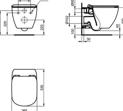 Geberit Pack WC Bati Duofix + Cuvette Ideal Standard Tesi Aquablade + Plaque de commande Sigma20 Blanc chrome + bati support